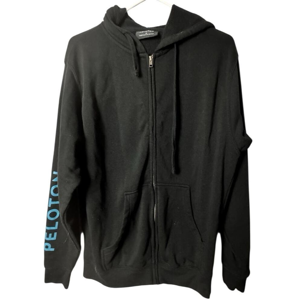 Peloton  Men's Long Sleeve Black Graphic Design Style Zip Front  Sweatshirt Sz M